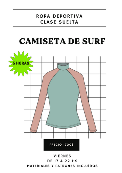 Clase de ropa deportiva camiseta de surf ( 5 horas)